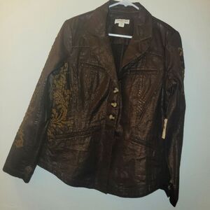 4/$25 NWT Coldwater Creek Womens Blazer Metallic Riding Floral Embroidery Sz 8